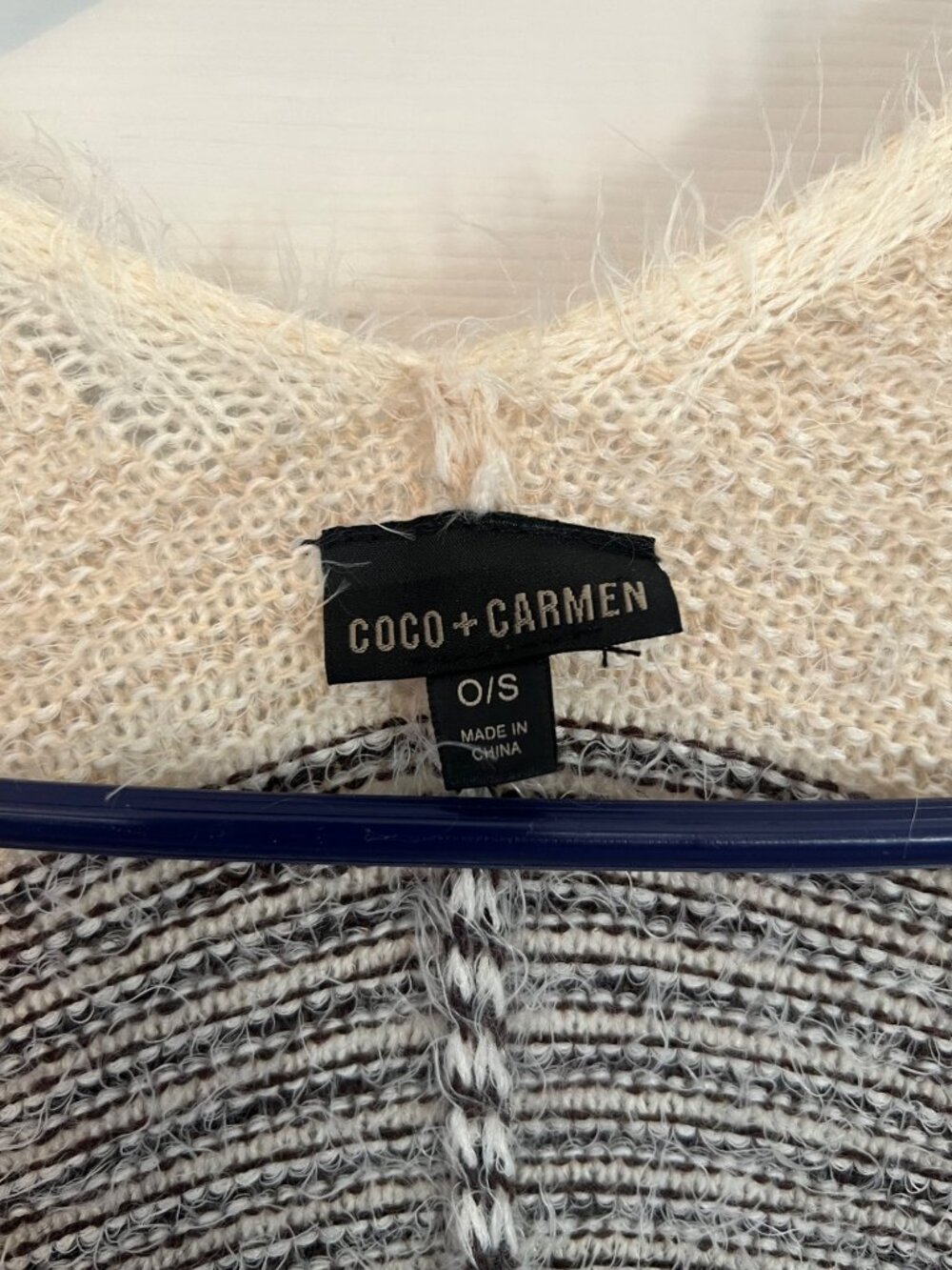 Coco + Carmen Knit Kimono Poncho Sweater Cardigan Soft Cream Boho Neutral OS - Picture 5 of 6